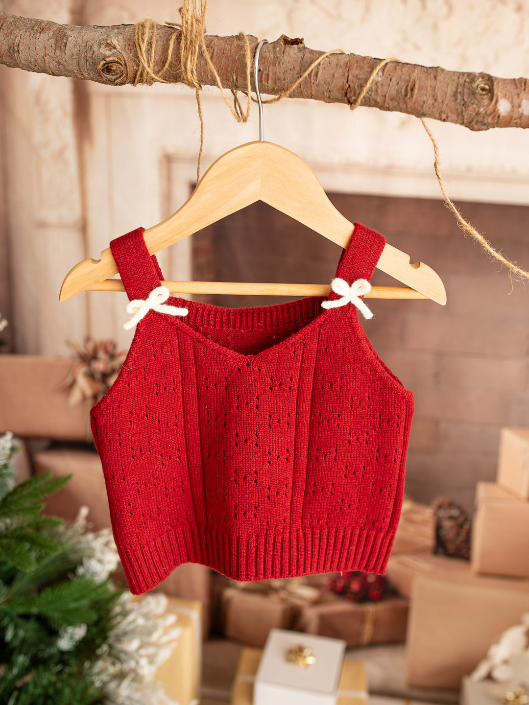 Cherry Pop Knitted Top - Deep Red