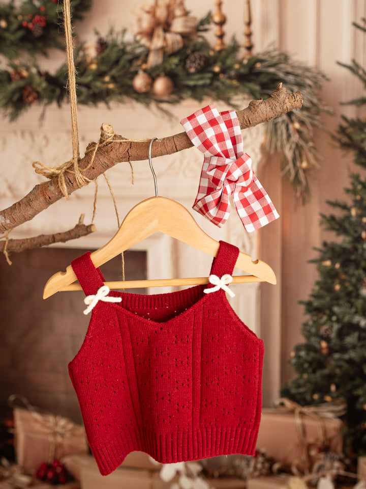 Cherry Pop Knitted Top - Deep Red