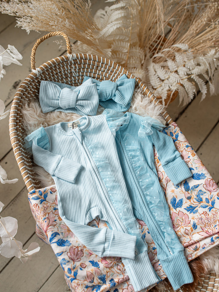 Something Blue Baby Swaddle - Porcelain