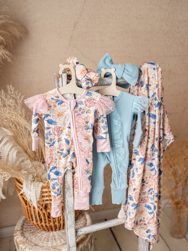 Something Blue Baby Swaddle - Porcelain