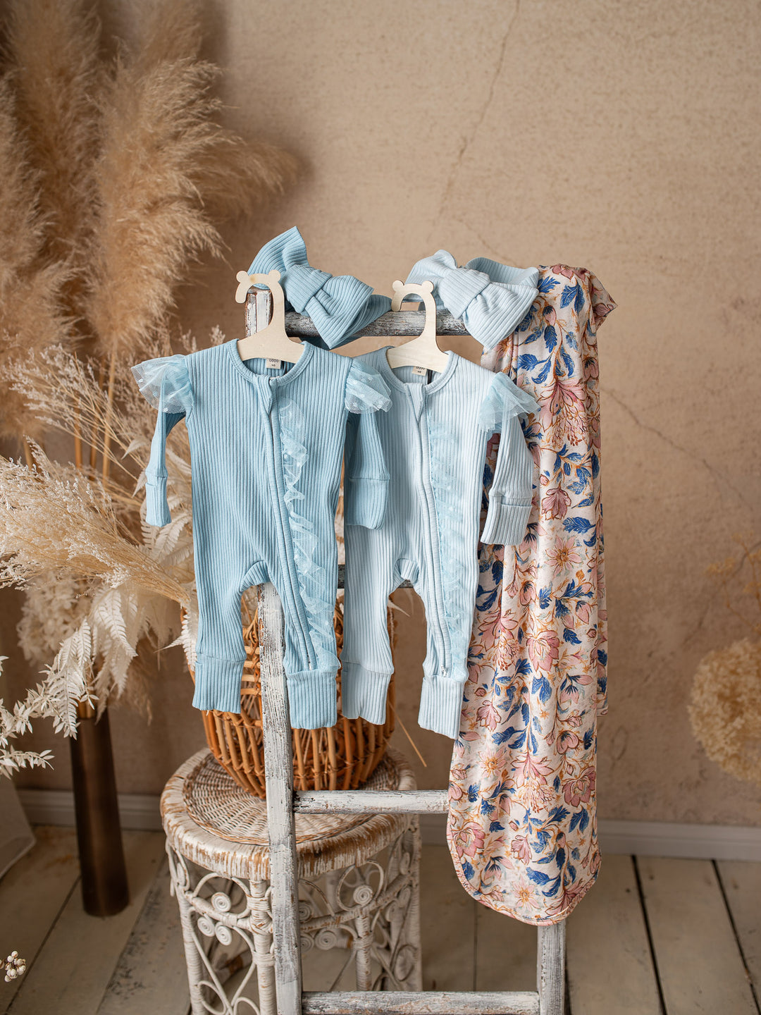 Something Blue Baby Swaddle - Porcelain