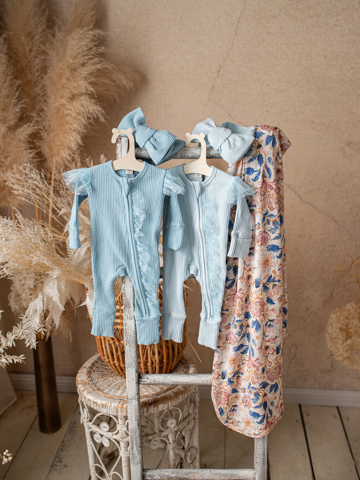 Something Blue Baby Swaddle - Porcelain