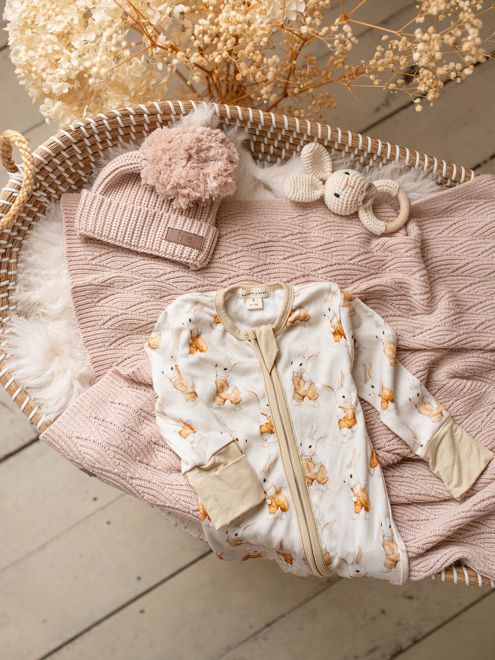 Snuggle Me - Knitted Baby Blanket - Beige