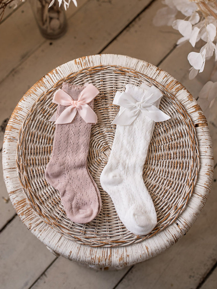 Belle Socks - 2 Pack White & Dusty Rose