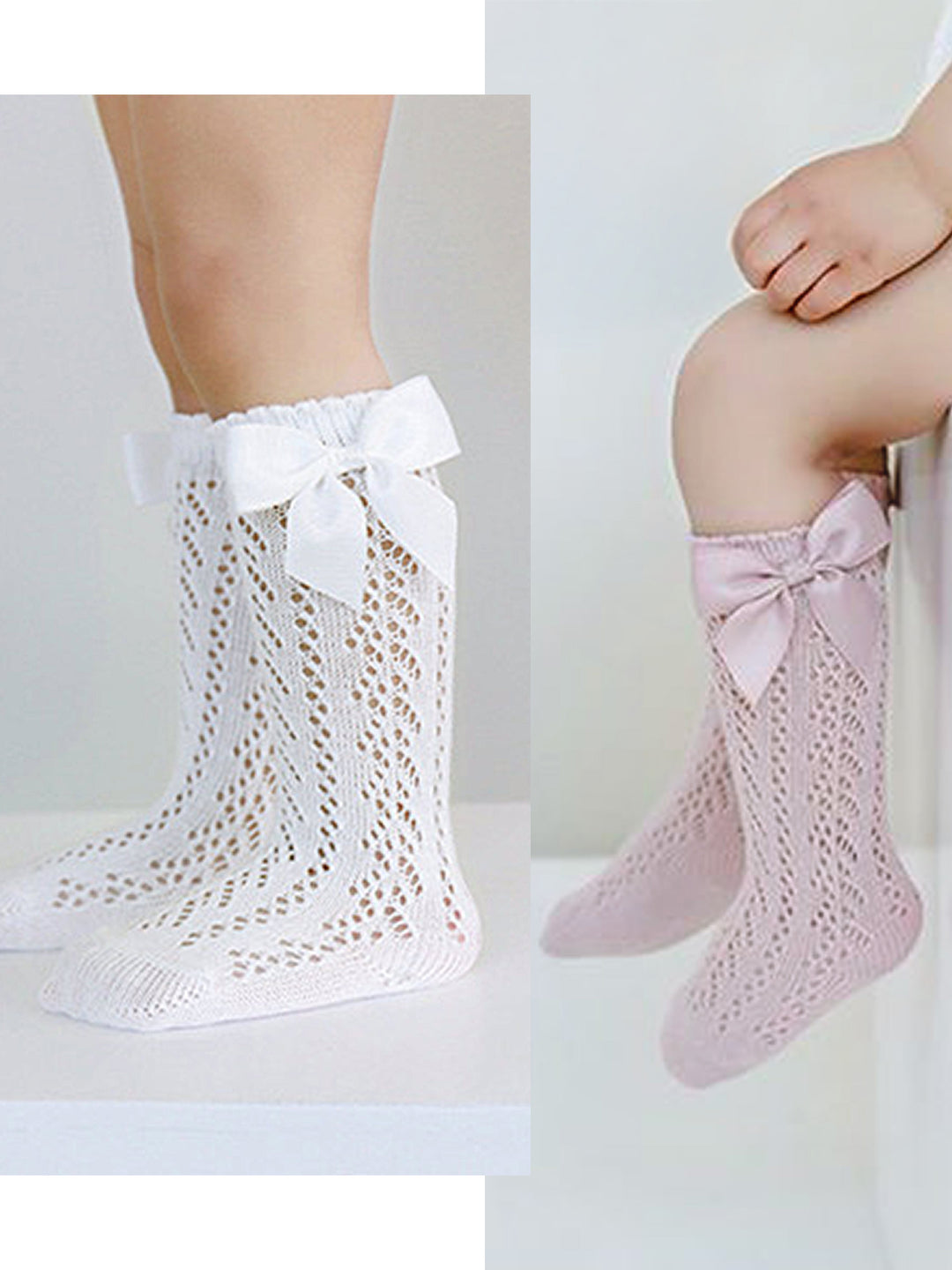 Belle Socks - 2 Pack White & Dusty Rose