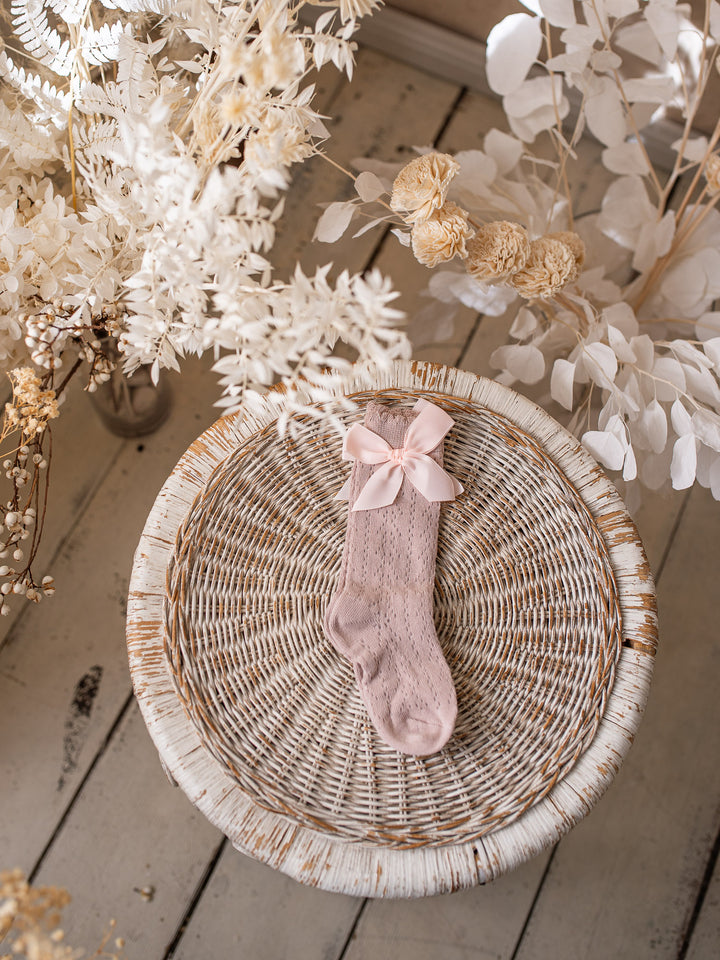 Belle Socks - 2 Pack White & Dusty Rose