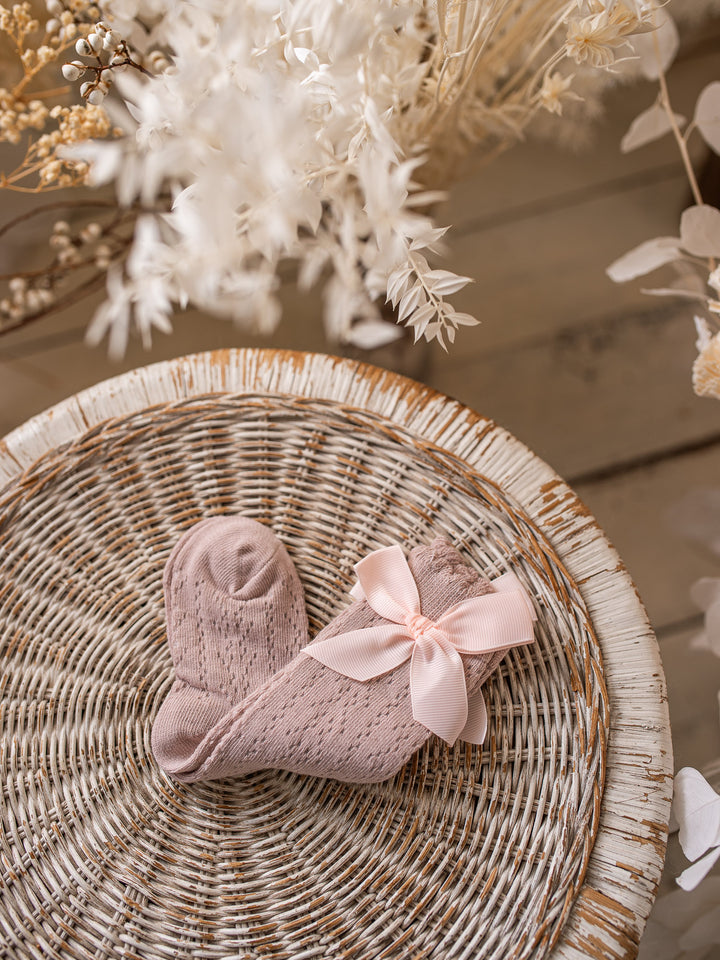 Belle Socks - 2 Pack White & Dusty Rose