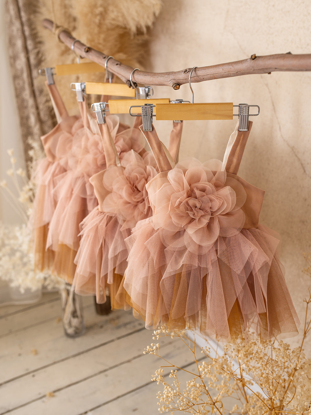 Caramel She's The One Baby Romper Dress