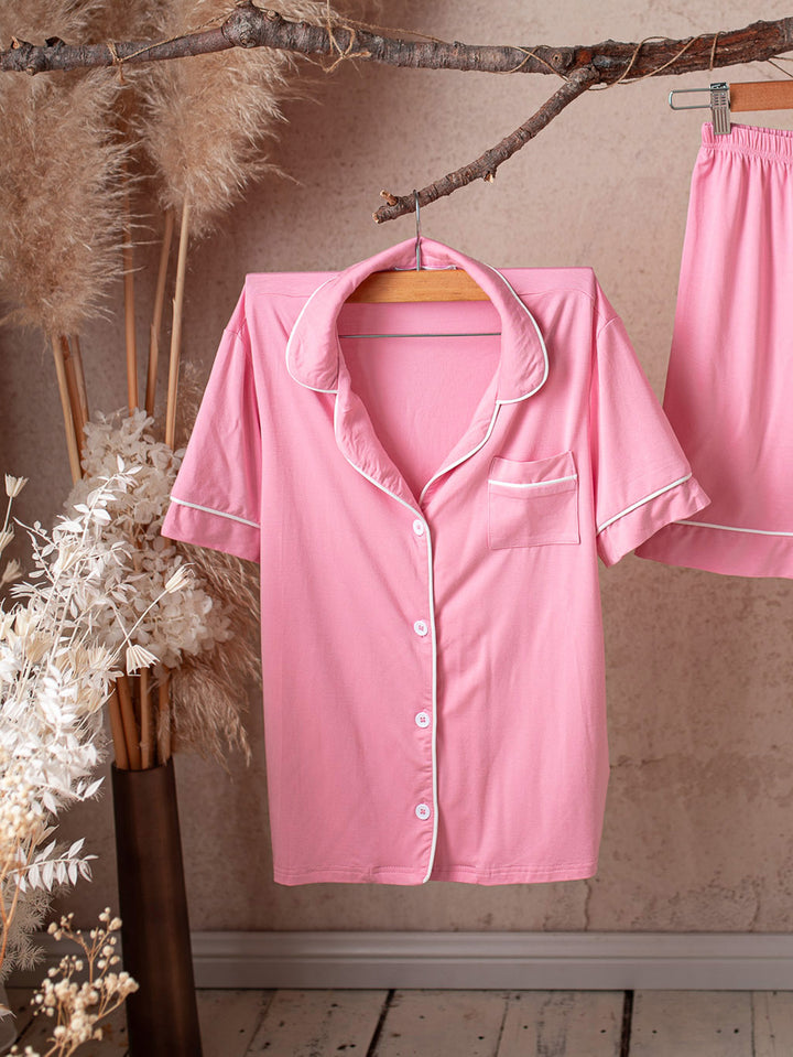 Cloud Bamboo Sleep Shirt for Mamas - Short Sleeve Blush