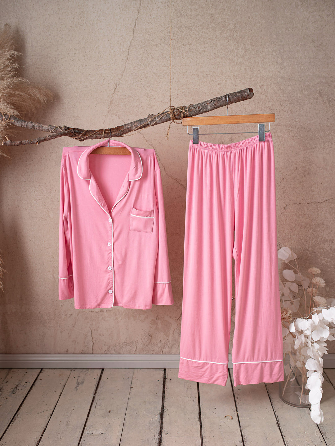 Cloud Bamboo Sleep Shirt for Mamas - Long Sleeve Blush
