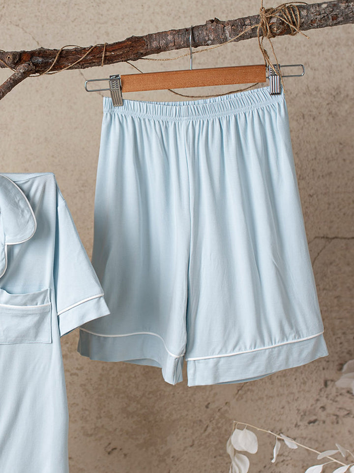 Cloud Bamboo Sleep Shorts for Mamas - Ice Blue