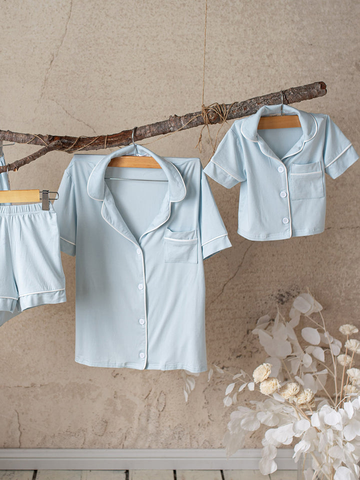 Cloud Bamboo Sleep Shirt for Mamas - Short Sleeve Ice Blue