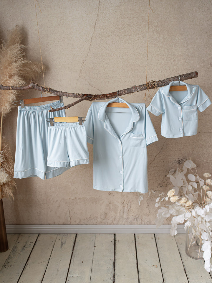 Cloud Bamboo Sleep Shirt for Mamas - Short Sleeve Ice Blue