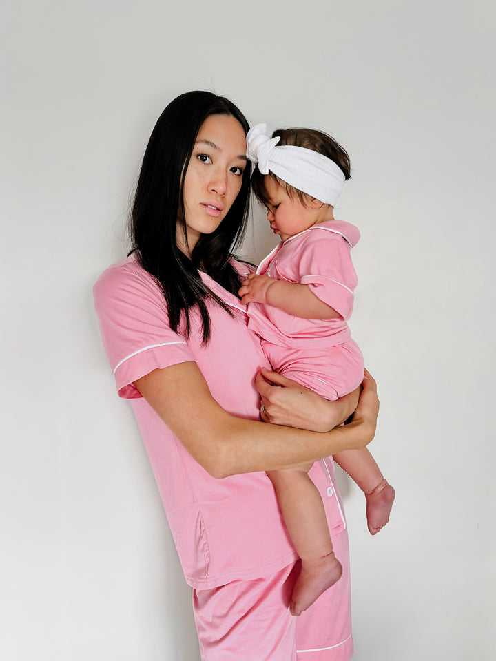 Cloud Bamboo Sleep Shirt for Mamas - Short Sleeve Blush