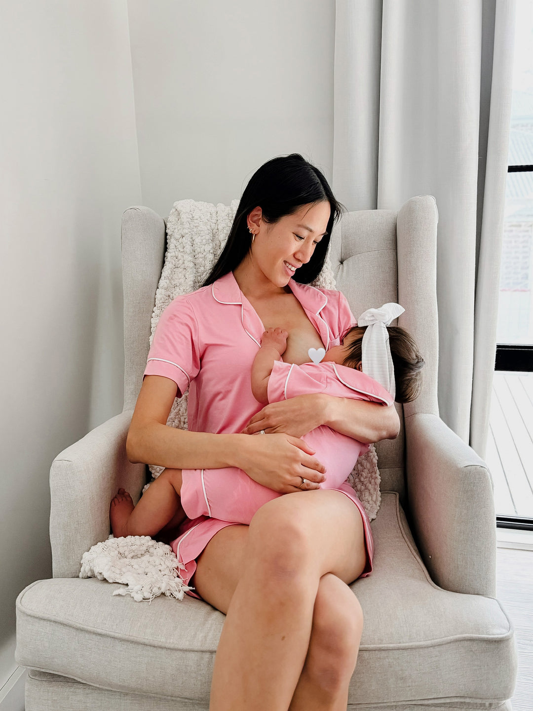 Cloud Bamboo Sleep Shirt for Mamas - Short Sleeve Blush