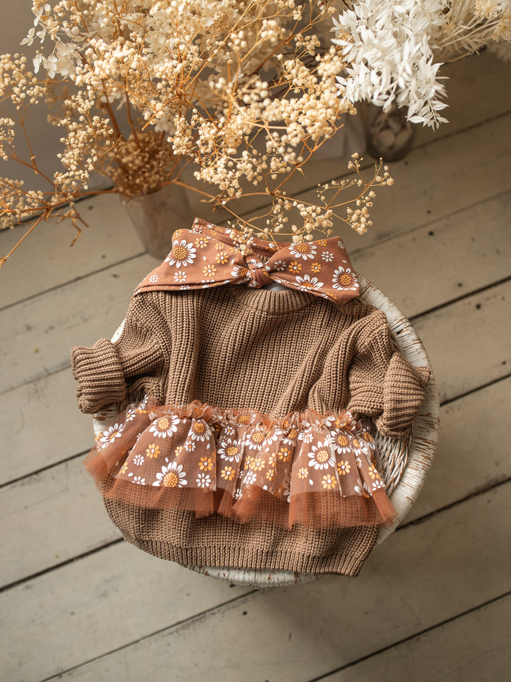Toffee Daisy Sweater - Cocoa