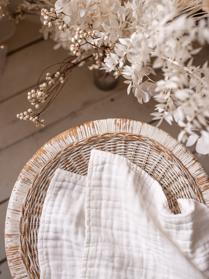 Lullaby - Lux Muslin Gauze Blanket - White