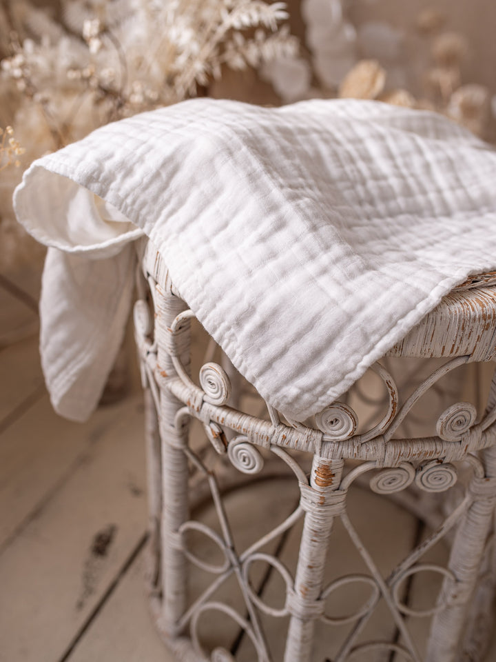 Lullaby - Lux Muslin Gauze Blanket - White
