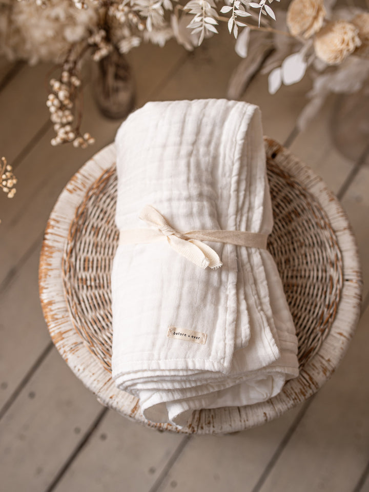 Lullaby - Lux Muslin Gauze Blanket - White