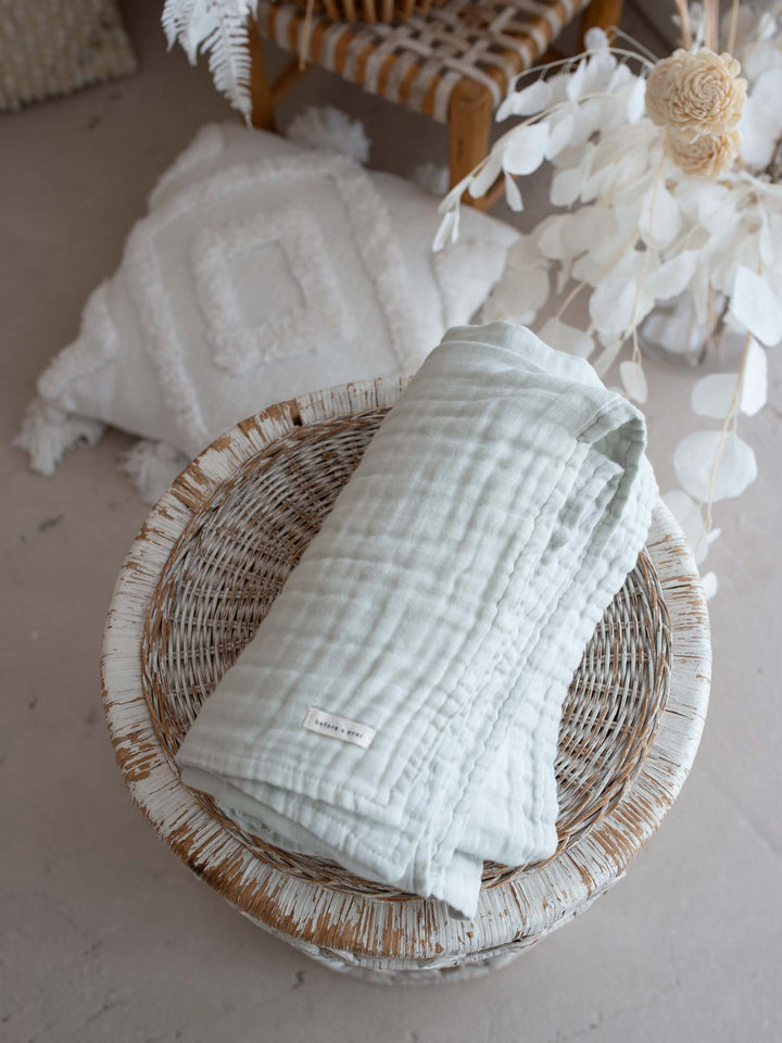 Lullaby - Lux Muslin Gauze Blanket - Seafoam