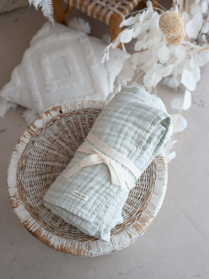 Lullaby - Lux Muslin Gauze Blanket - Seafoam