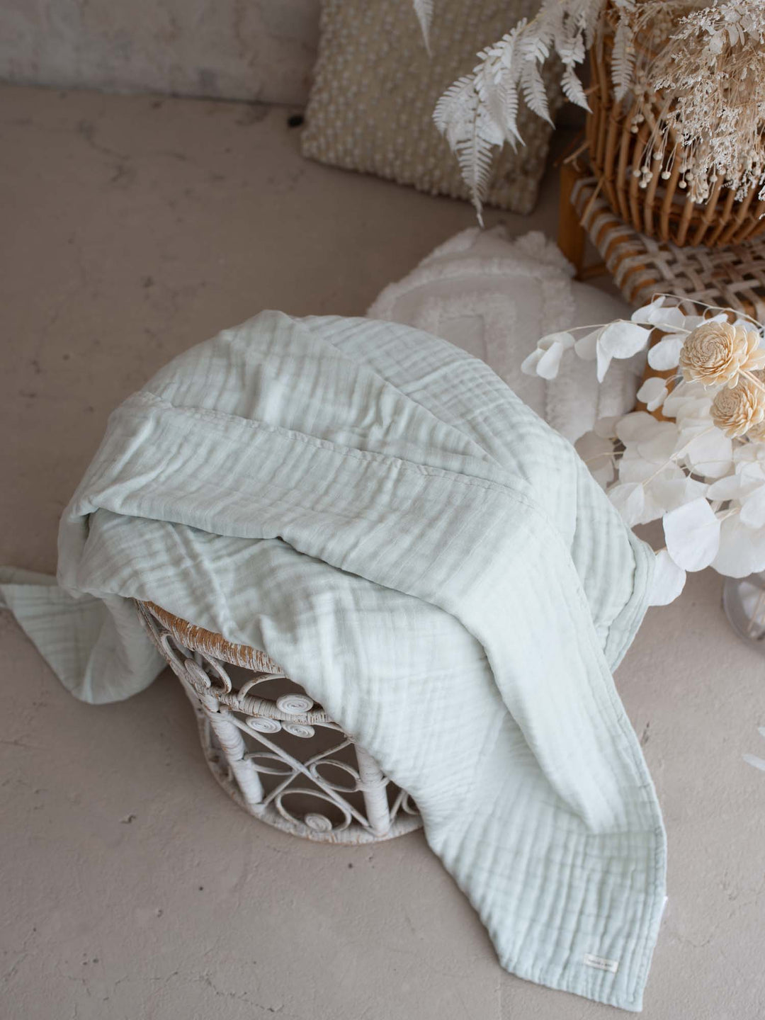 Lullaby - Lux Muslin Gauze Blanket - Seafoam