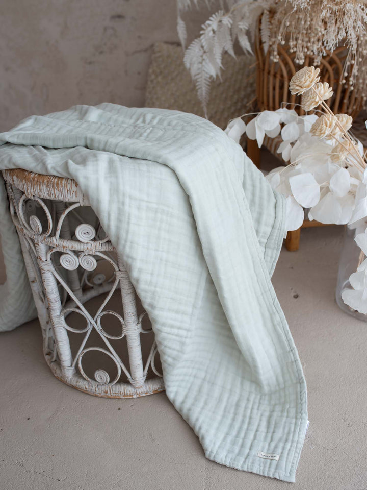 Lullaby - Lux Muslin Gauze Blanket - Seafoam