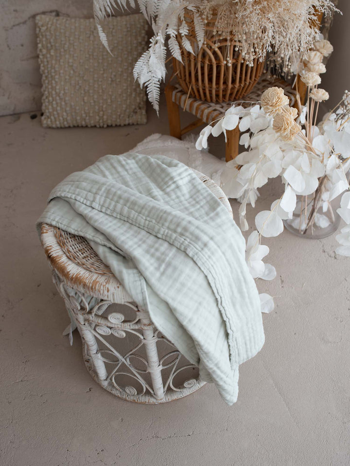 Lullaby - Lux Muslin Gauze Blanket - Seafoam