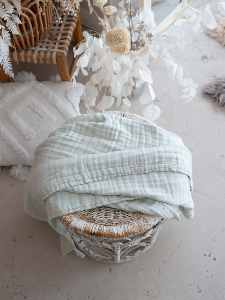 Lullaby - Lux Muslin Gauze Blanket - Seafoam