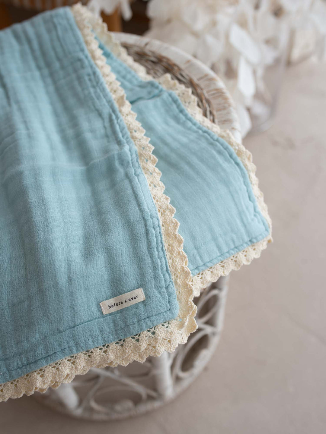 Lullaby Lace - Lux Muslin Gauze Blanket - Sky Blue