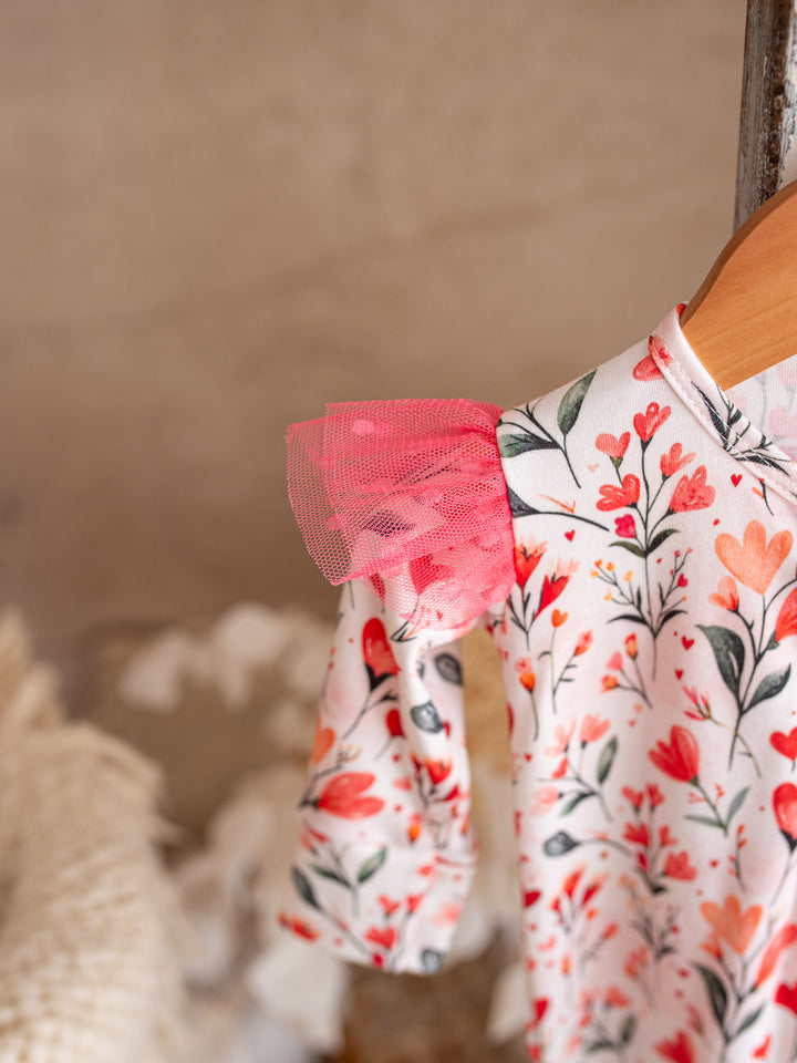 Love You More – Floral Heart Onesie