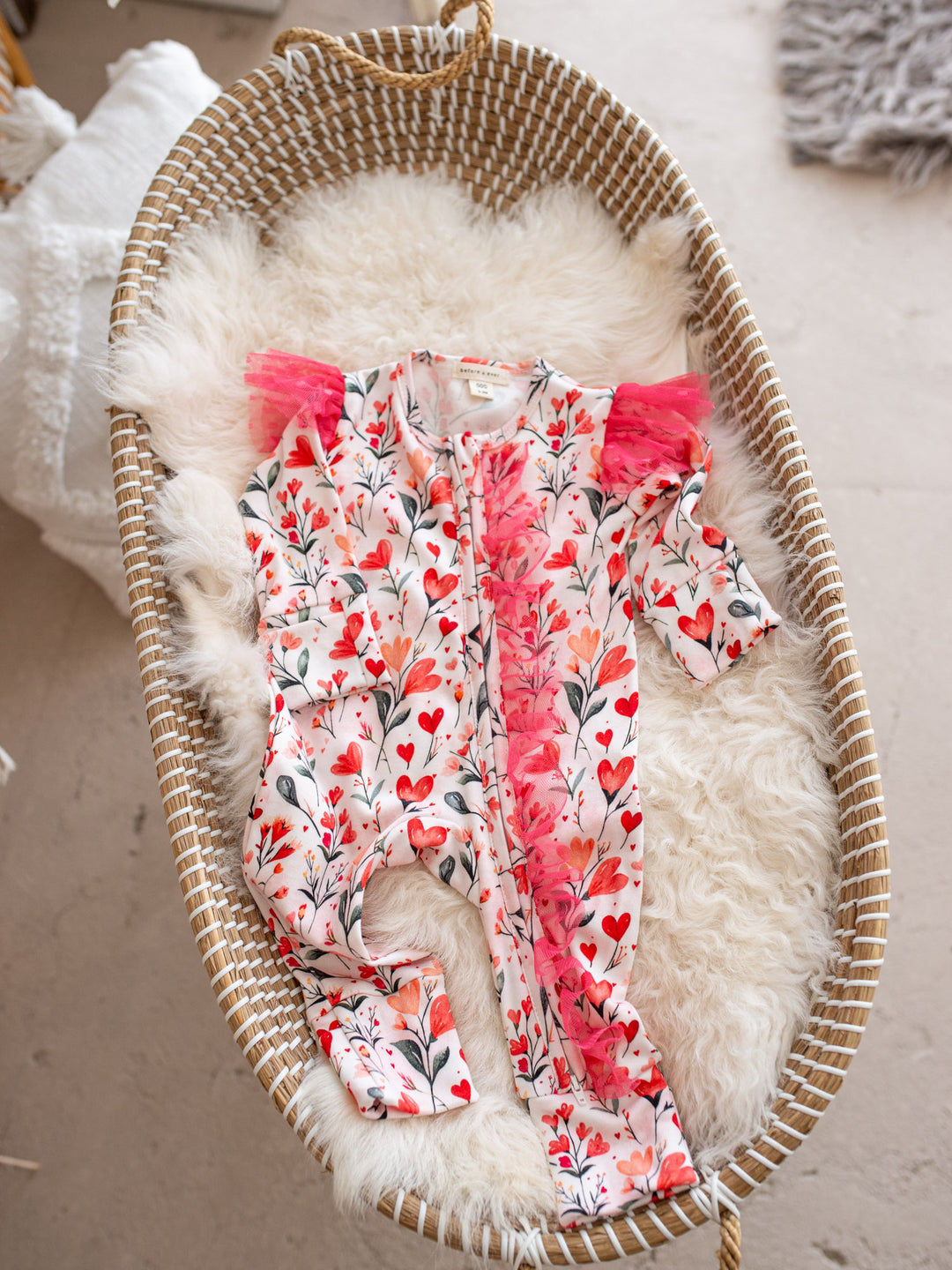 Love You More – Floral Heart Onesie