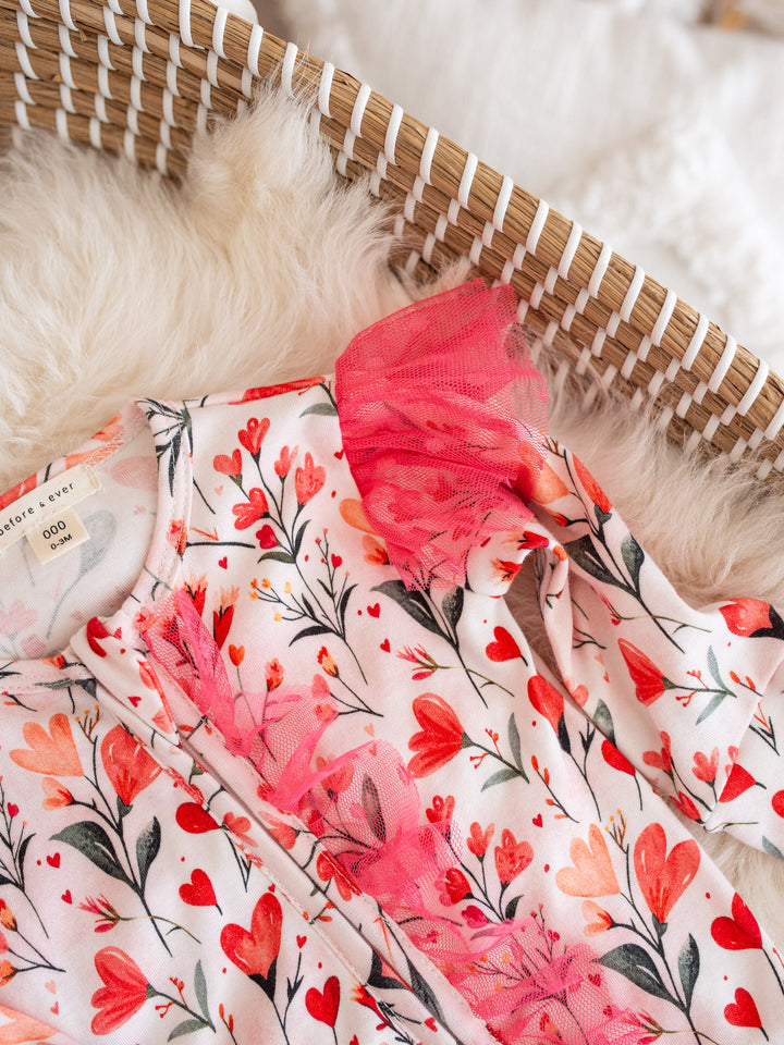 Love You More – Floral Heart Onesie