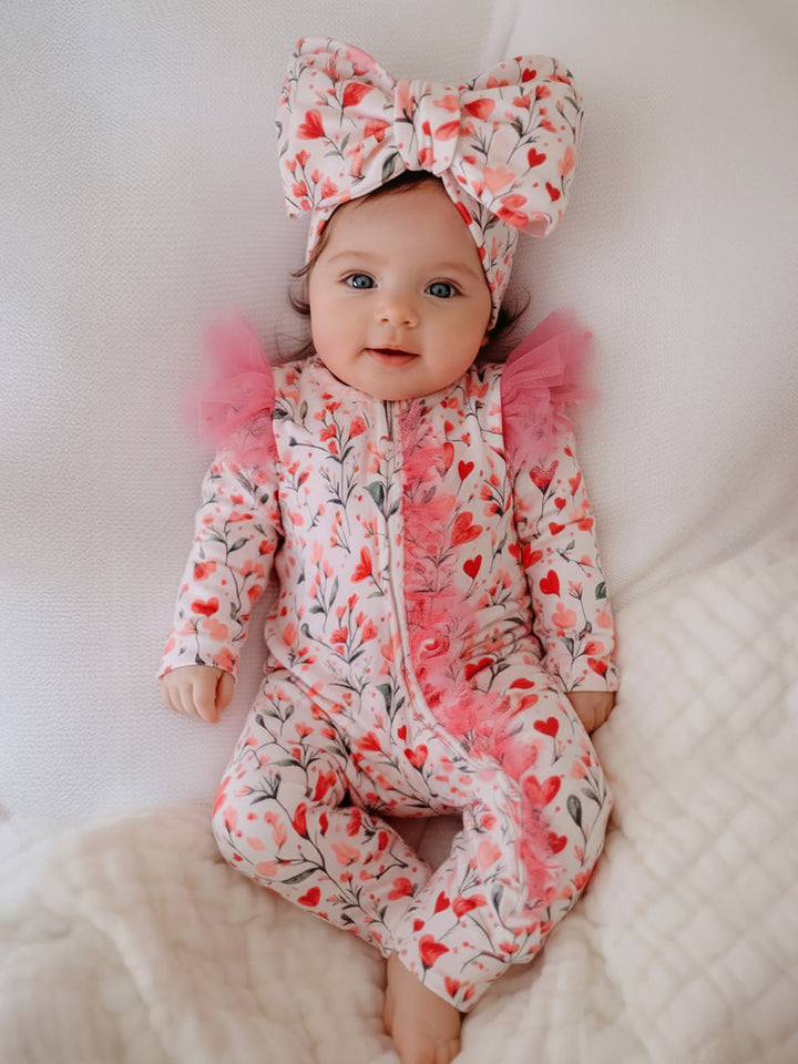 Love You More – Floral Heart Onesie