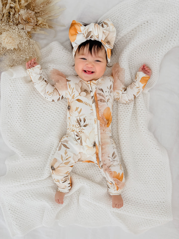 Flower Story Onesie - Beige Floral