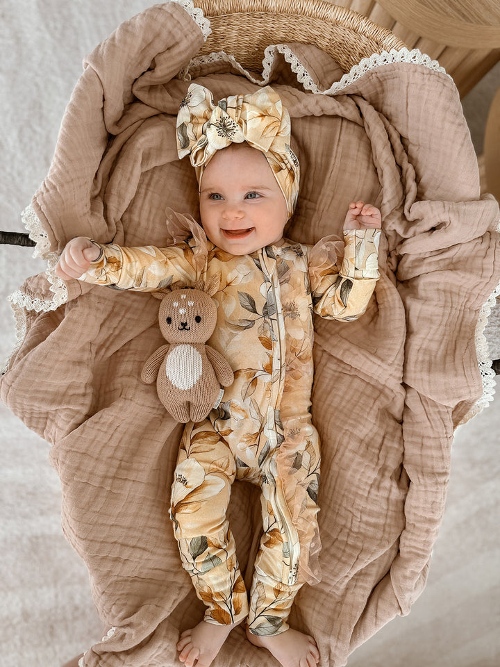 Lullaby Lace - Lux Muslin Gauze Blanket - Tan