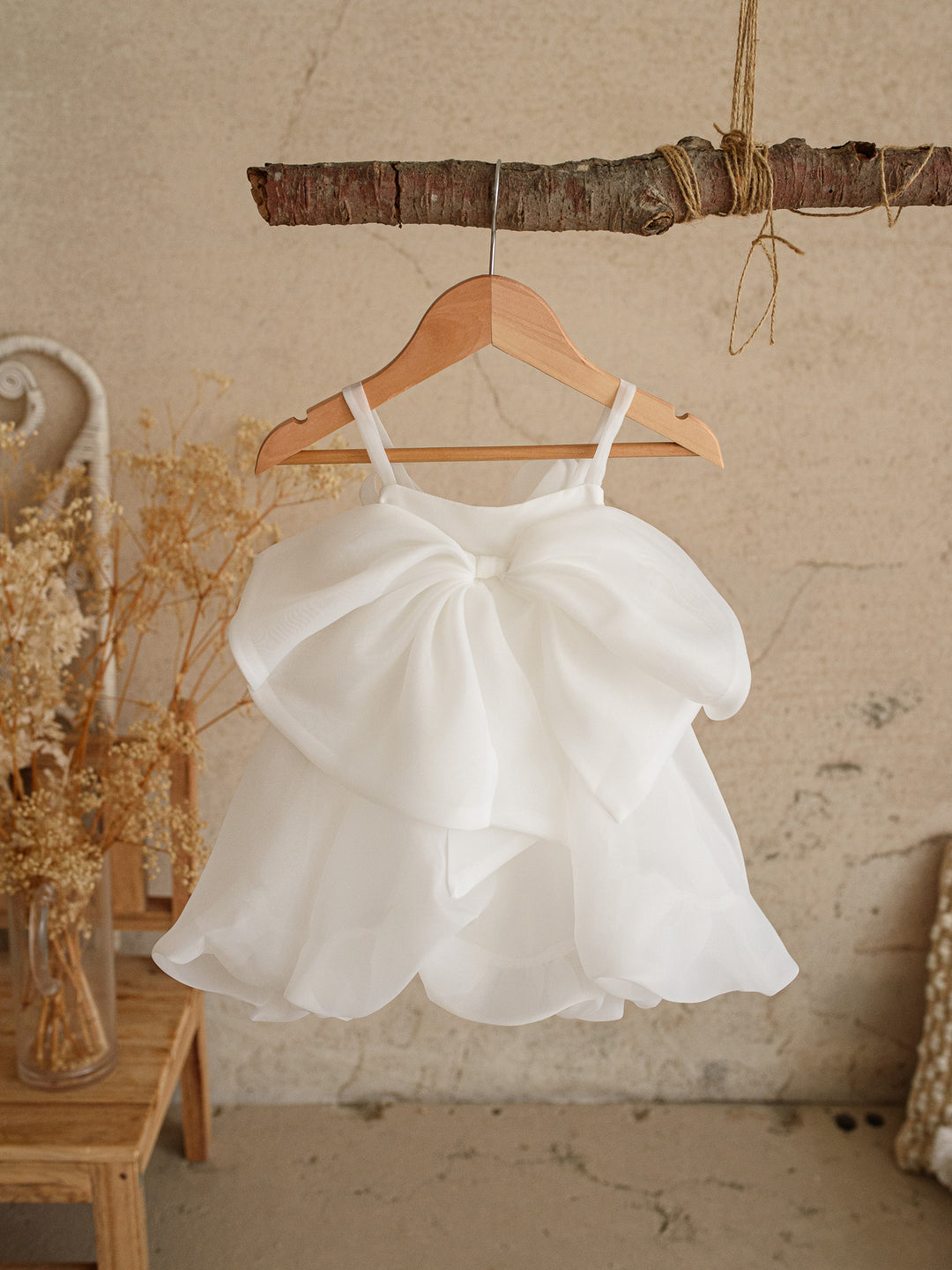 Love In Full Bloom Organza Bow Party Dress - White