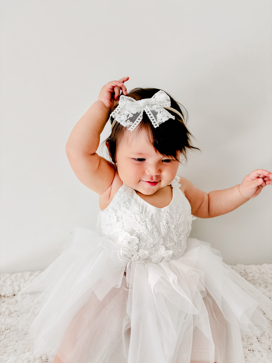 White Flower Girl Birthday Dress