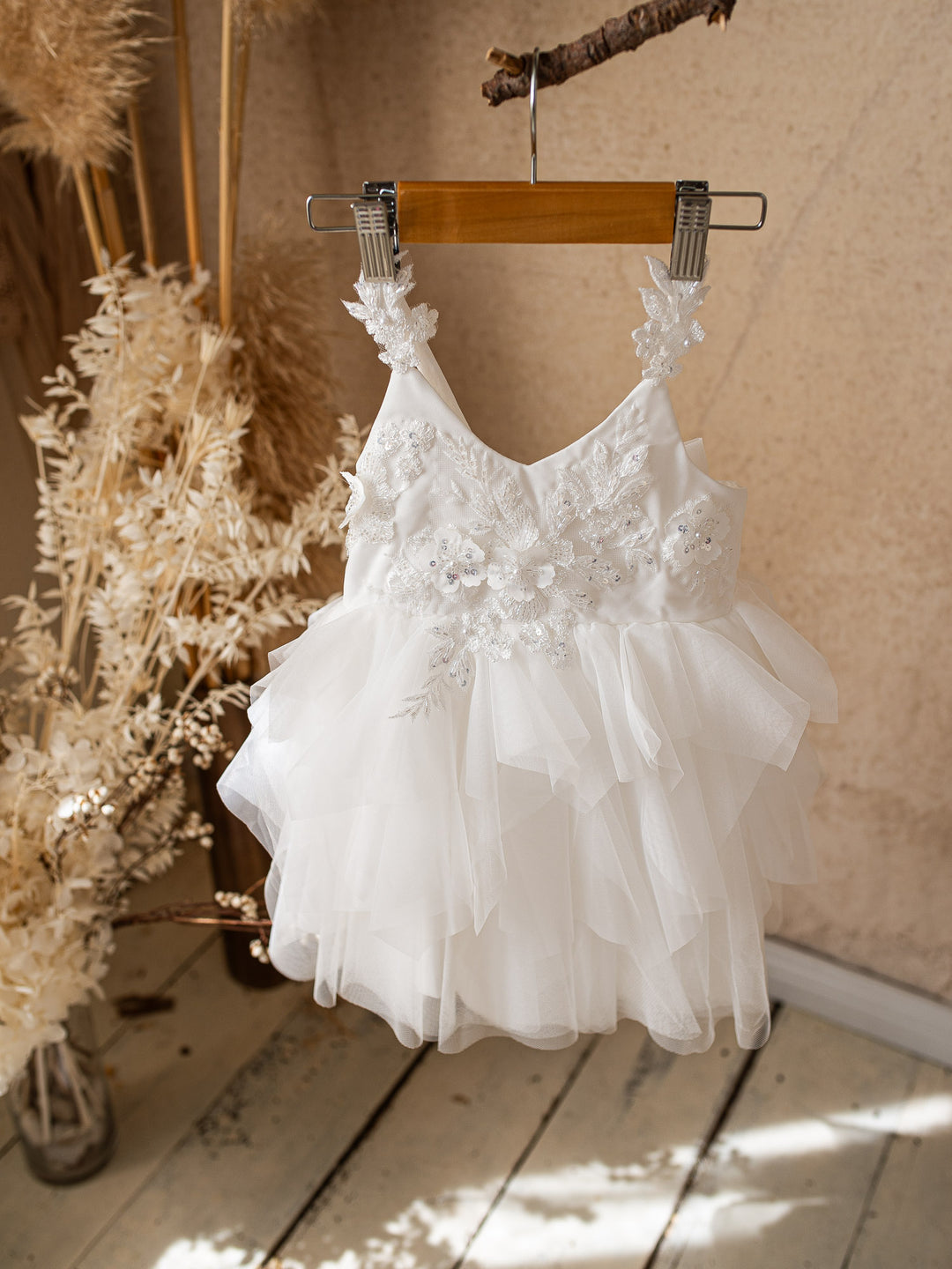 White Flower Girl Birthday Dress