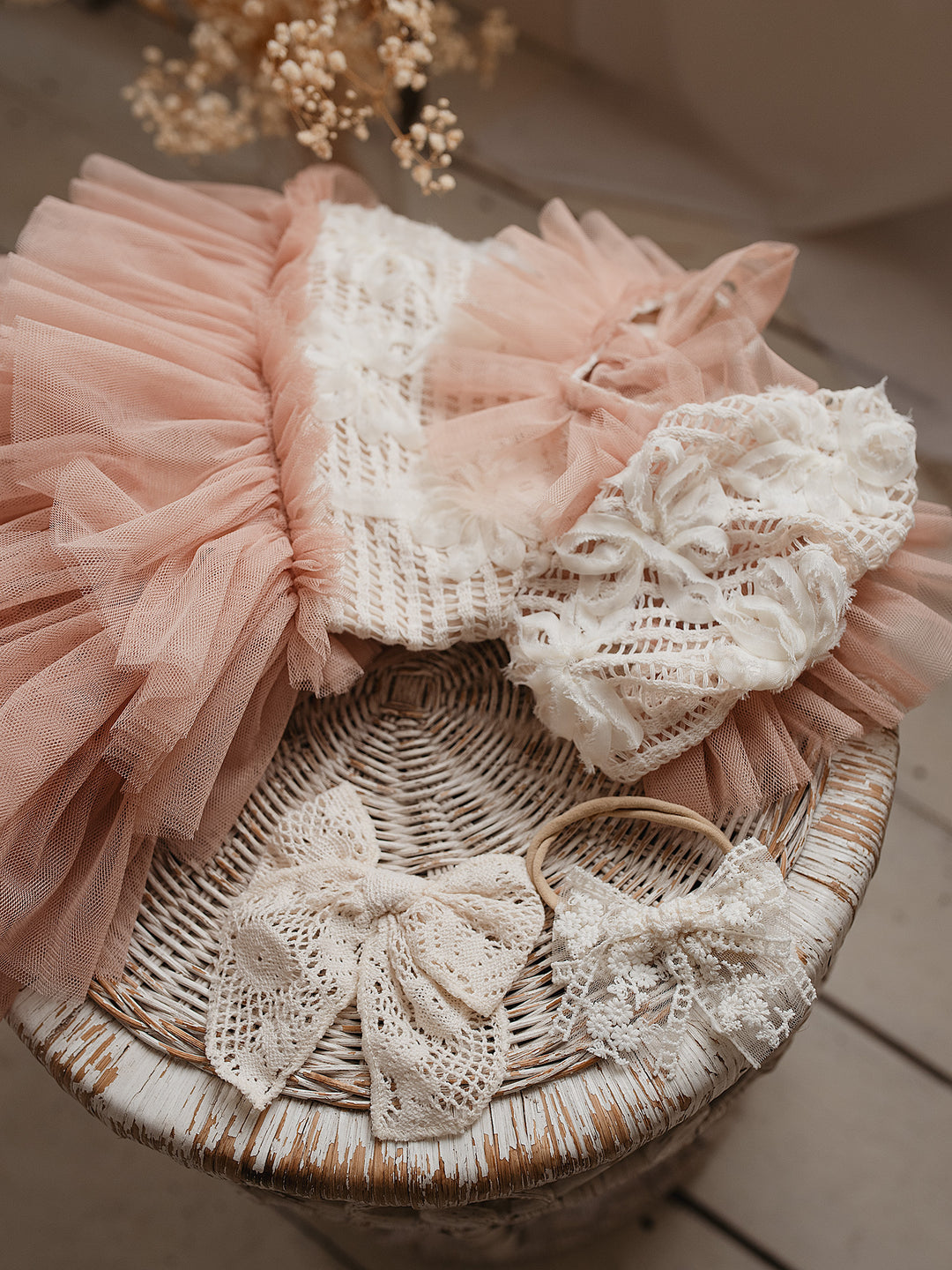 Off white lace Adella hair clip and headband set, vintage inspired, for baby girls
