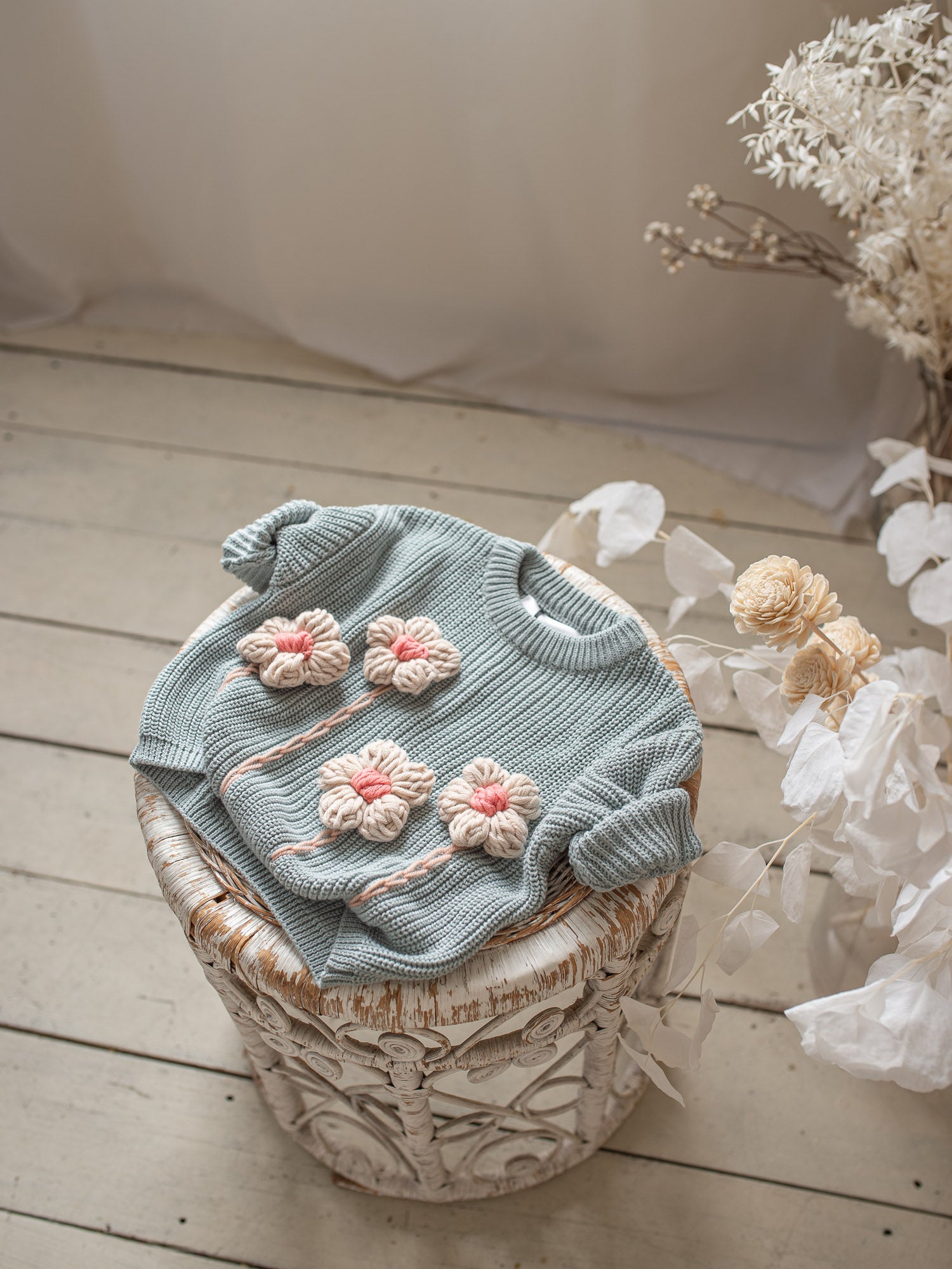 Before & Ever Handmade Flower Baby Knit Sweater, Cotton Infant