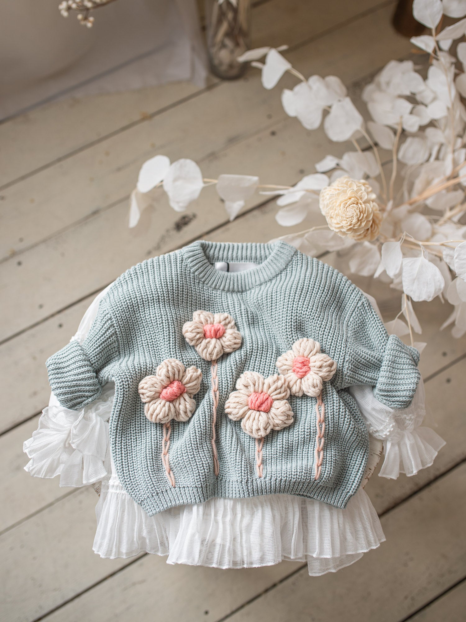 Before & Ever Handmade Flower Baby Knit Sweater, Cotton Infant