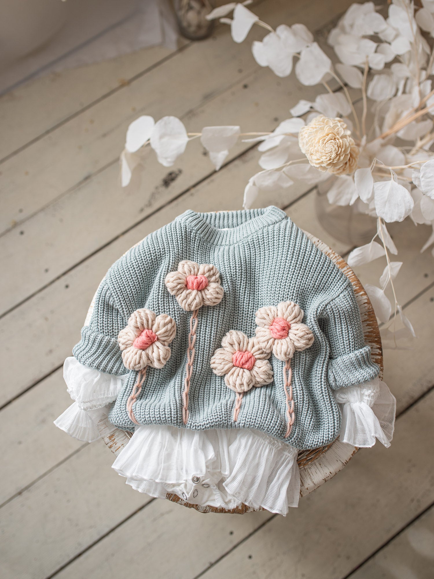 Before & Ever Handmade Flower Baby Knit Sweater, Cotton Infant