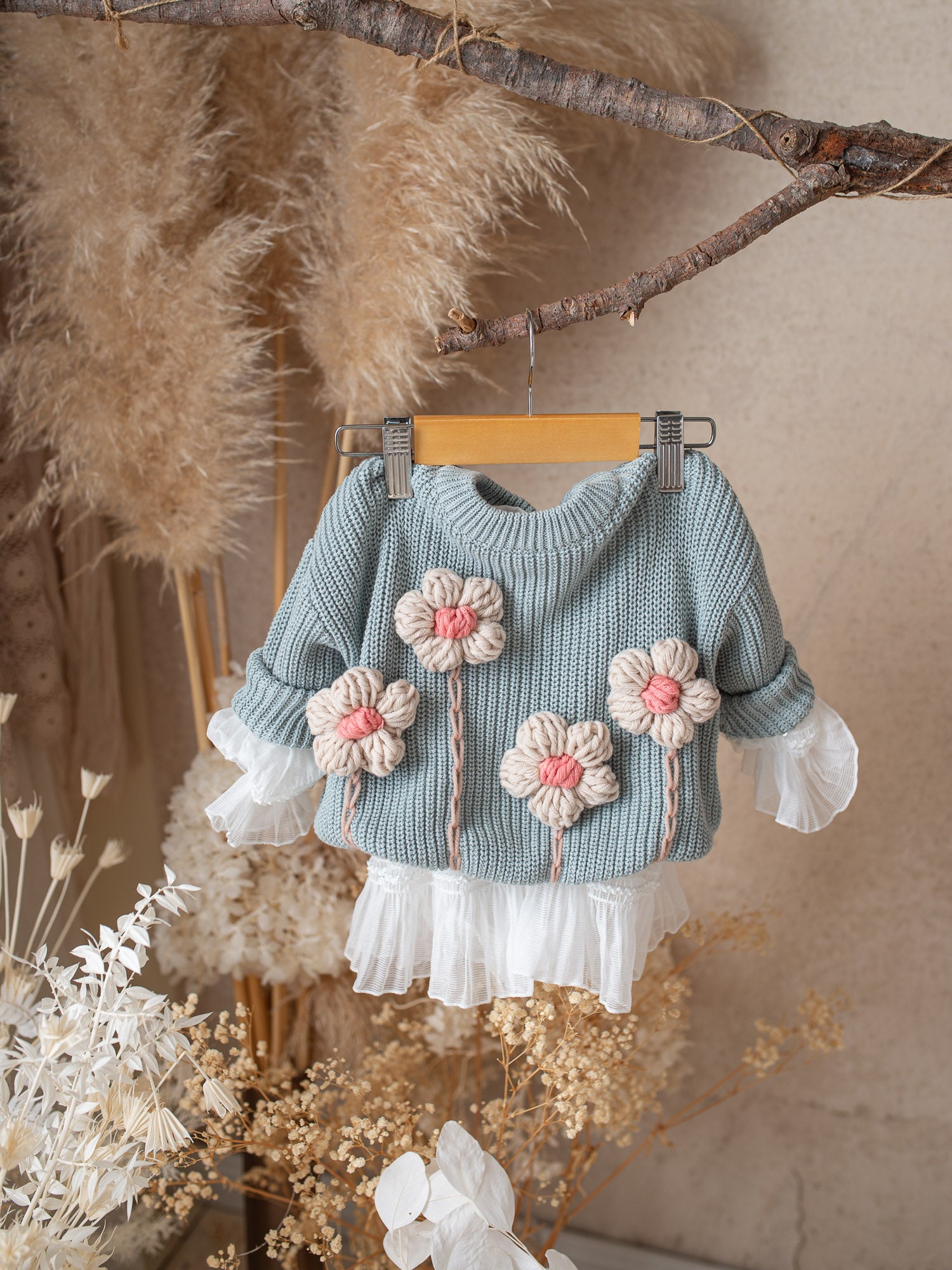 Before & Ever Handmade Flower Baby Knit Sweater, Cotton Infant
