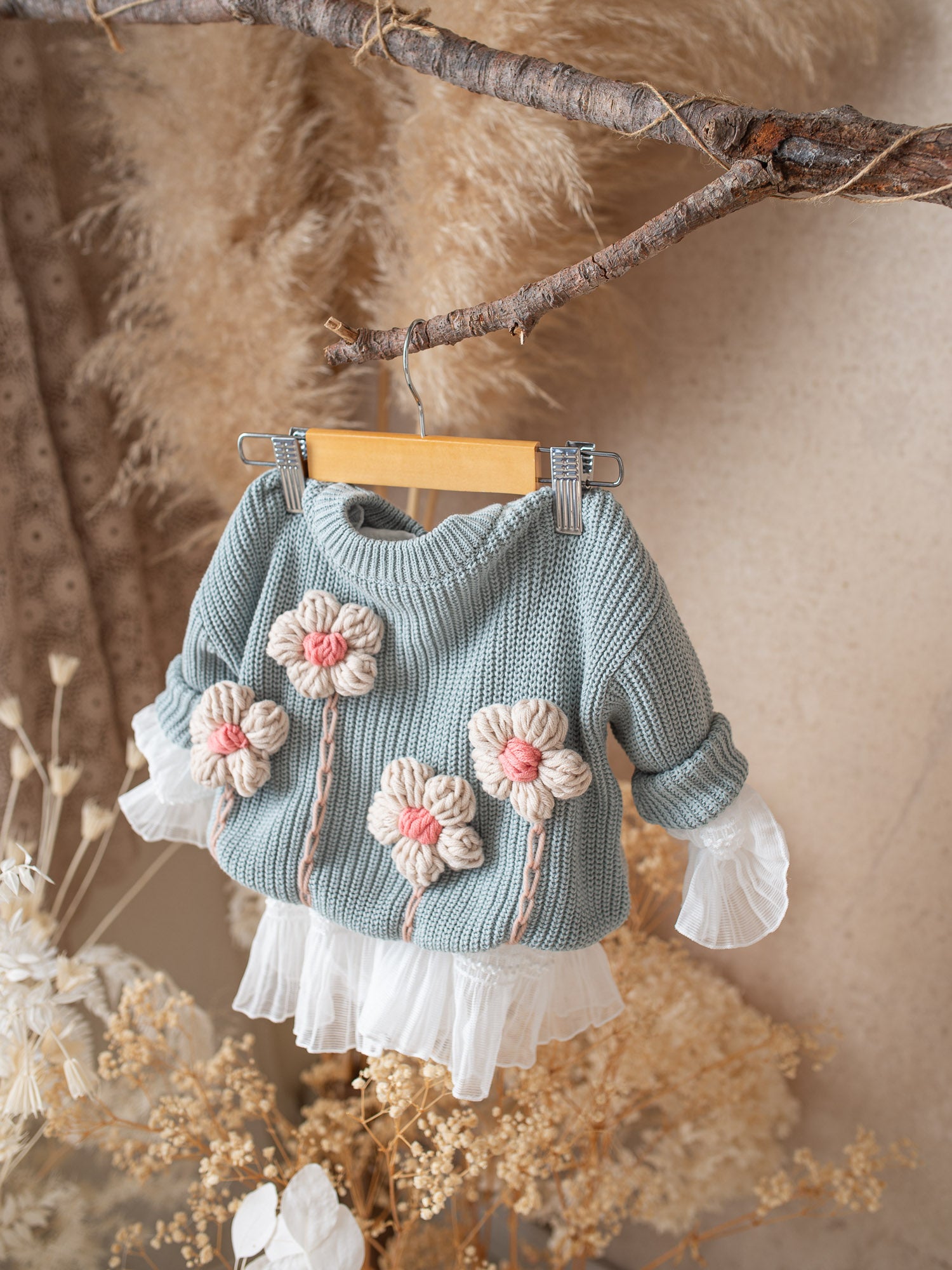 Before & Ever Handmade Flower Baby Knit Sweater, Cotton Infant