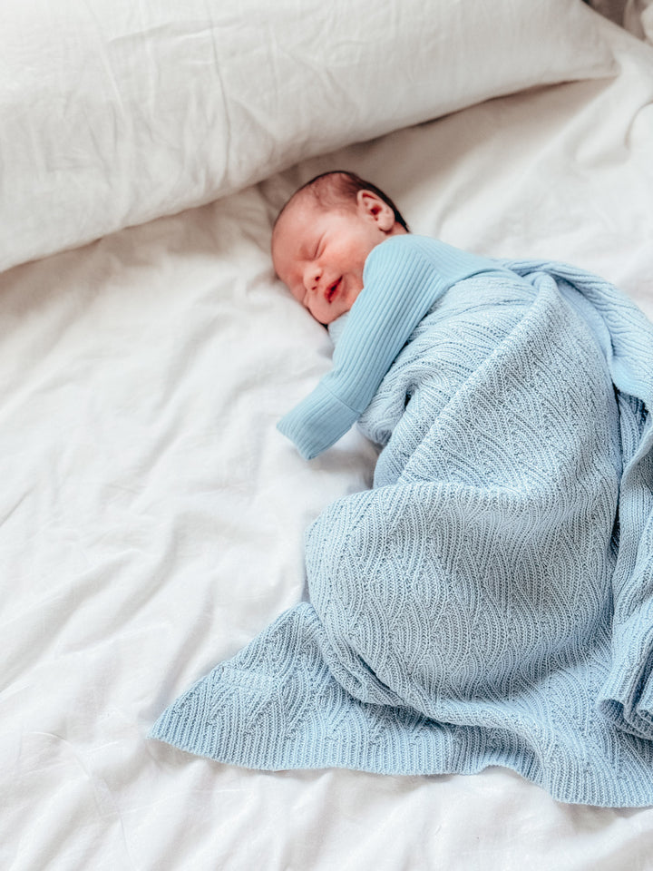 Snuggle Me - Knitted Baby Blanket - Baby Blue
