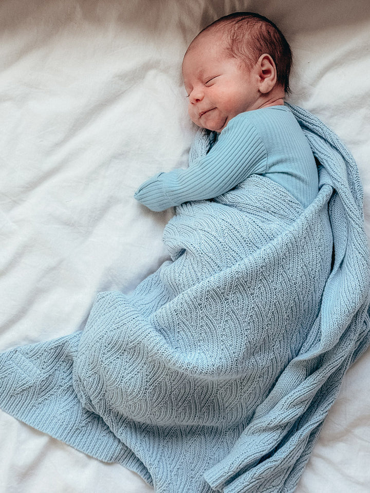 Snuggle Me - Knitted Baby Blanket - Baby Blue