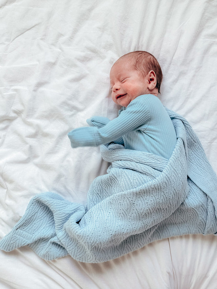 Snuggle Me - Knitted Baby Blanket - Baby Blue
