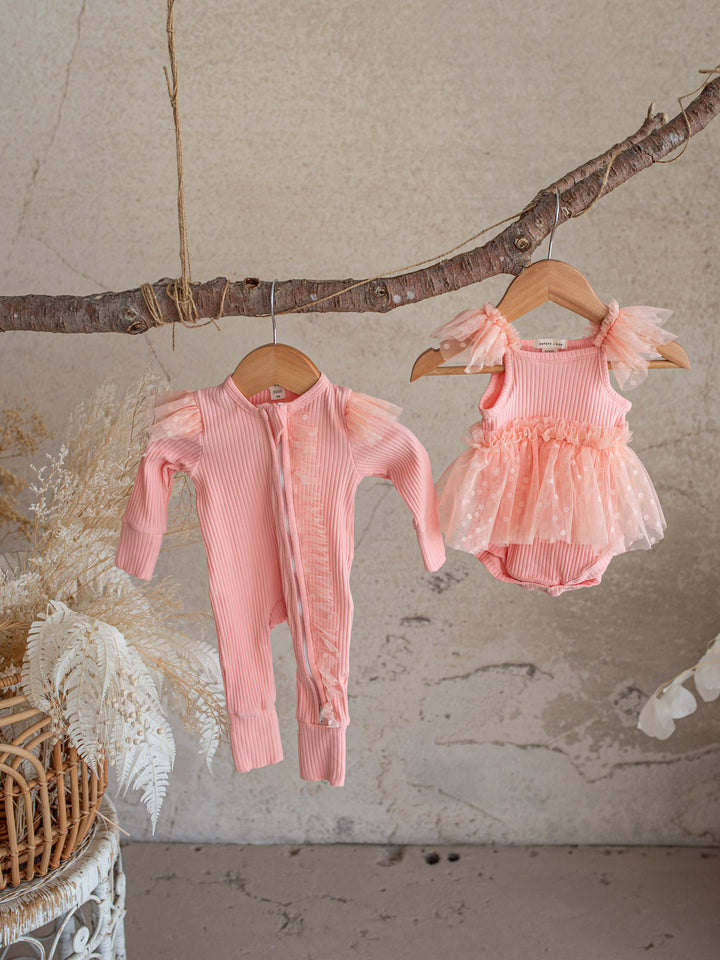 I Love Candy Romper - Peach