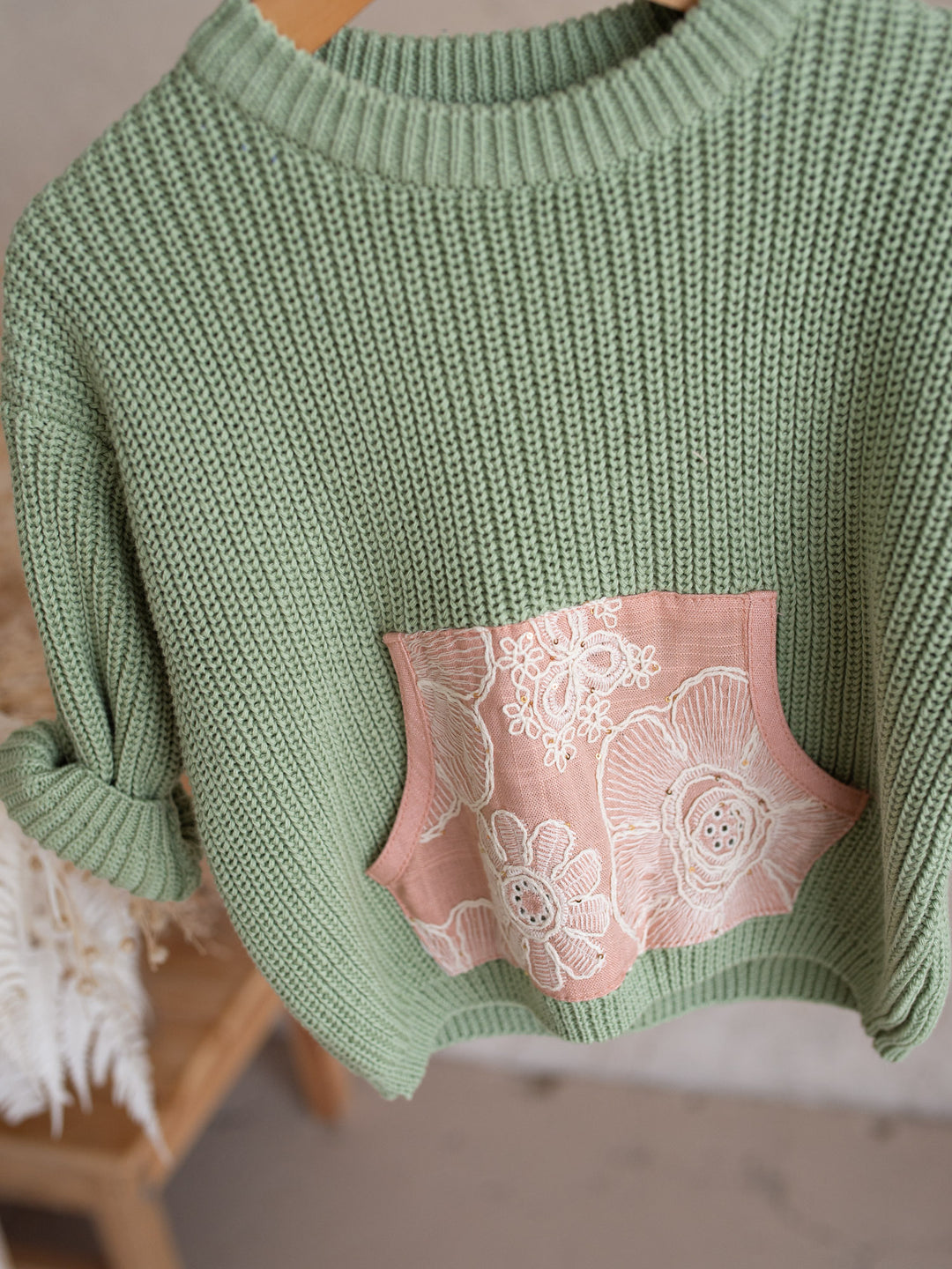 Lace Story Sweater - Sage